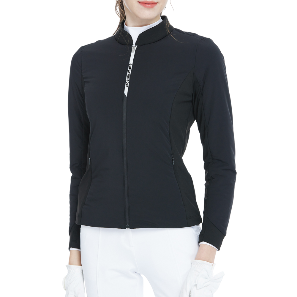 Brushed and quilted warm jacket (black)