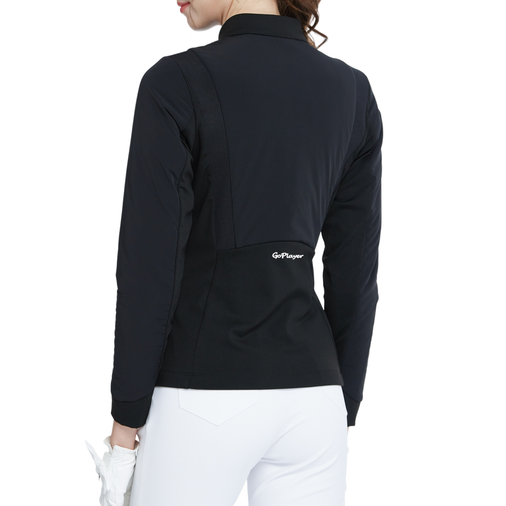 Brushed and quilted warm jacket (black)