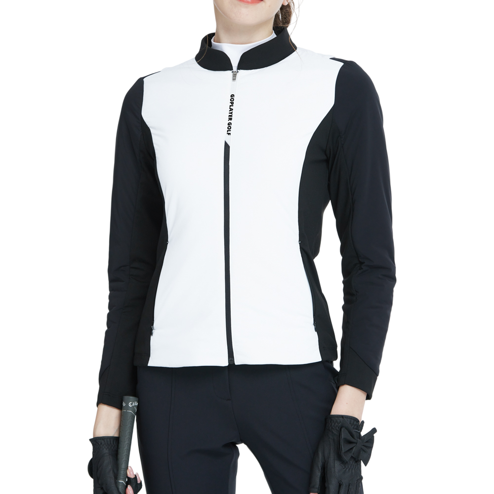 Brushed cotton-padded warm jacket (white)