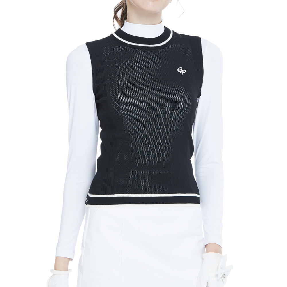 Golf knit crew neck vest (black)