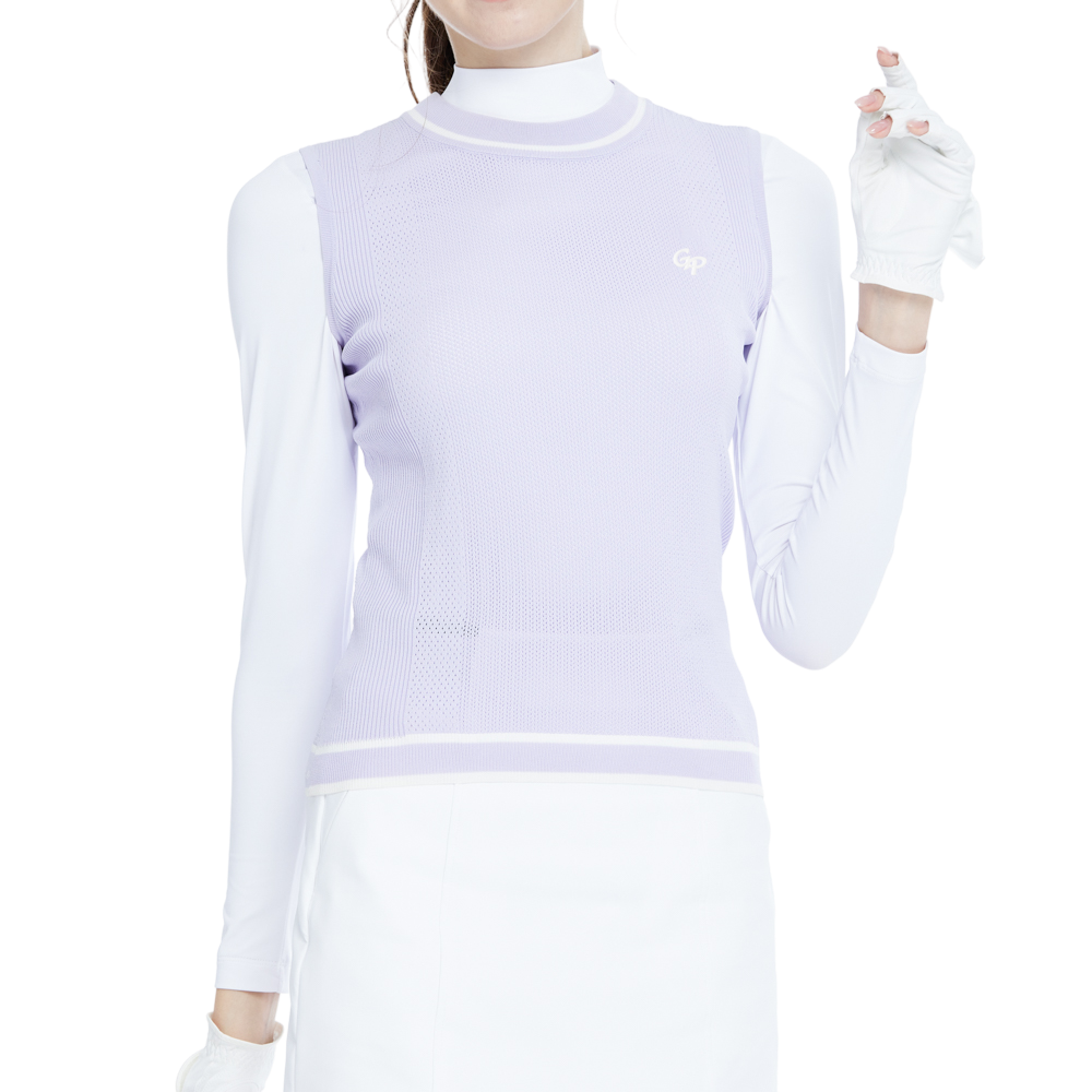 Golf knit crew neck vest (taro purple)