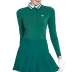 針織緹花領長袖衣(墨綠)