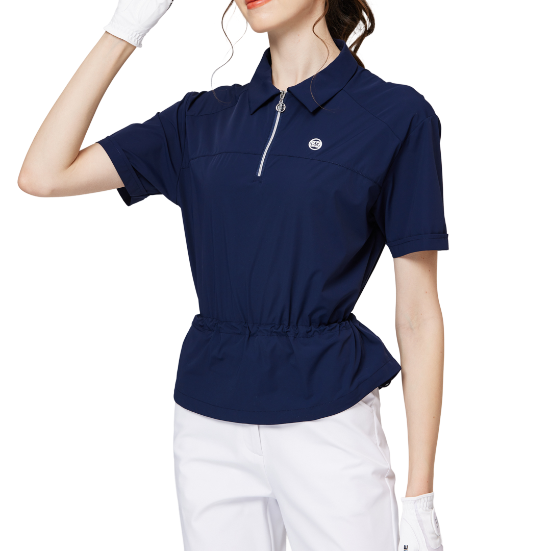 Fashionable ultra-thin waist-cinching short-sleeved top for women