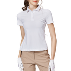 螺紋領收腰女短袖上衣