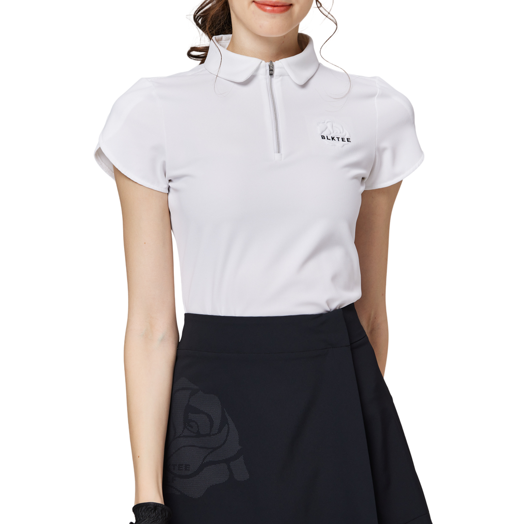3D Embroidered Collar Short-Sleeved Top