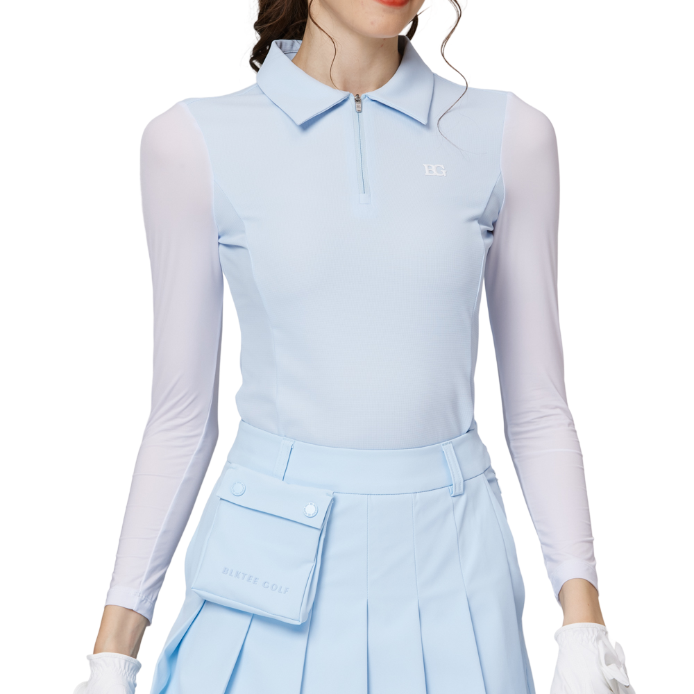 拉鍊翻領冰絲防曬袖套衣