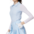 拉鍊翻領冰絲防曬袖套衣