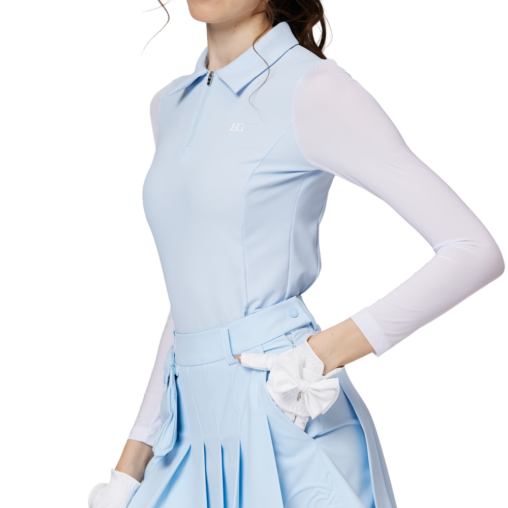 拉鍊翻領冰絲防曬袖套衣