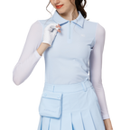 拉鍊翻領冰絲防曬袖套衣