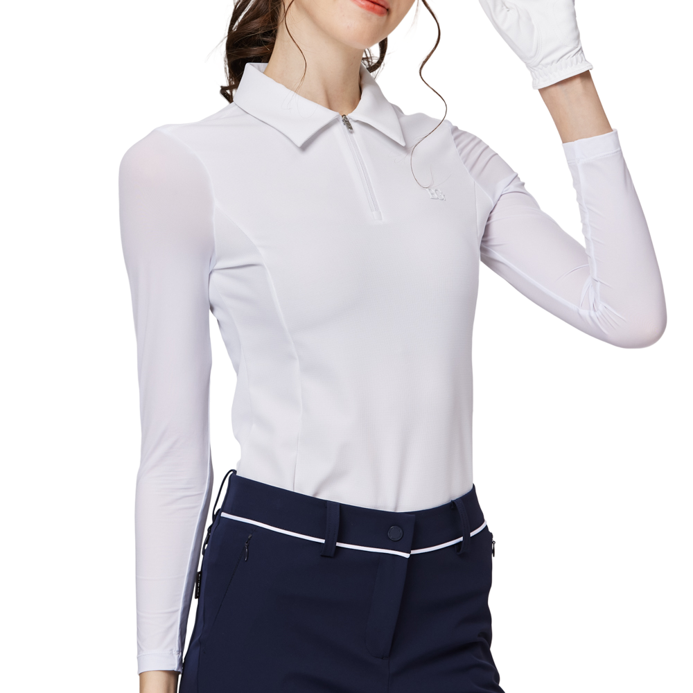 拉鍊翻領冰絲防曬袖套衣