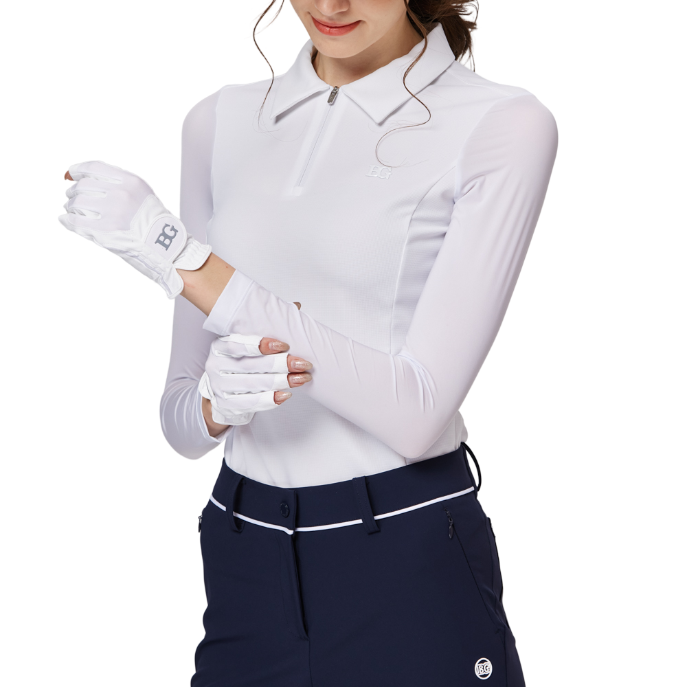 拉鍊翻領冰絲防曬袖套衣