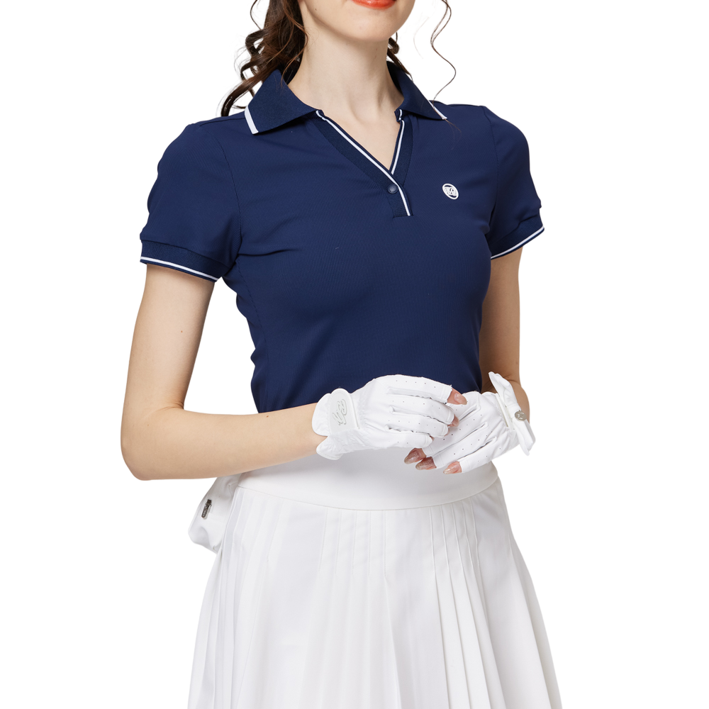 V-neck fitted waist women's short-sleeved top
