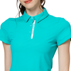 Diamond-patterned jacquard collar short-sleeved top