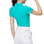 Diamond-patterned jacquard collar short-sleeved top