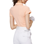 Diamond-patterned jacquard collar short-sleeved top