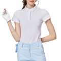 Diamond-patterned jacquard collar short-sleeved top