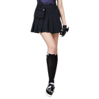 ハイウエストのワイドプリーツレディースショートスカート