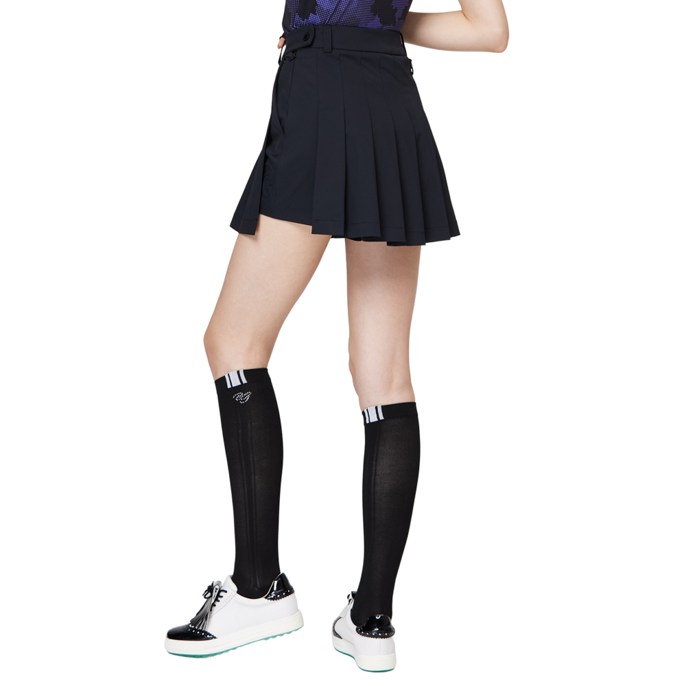 ハイウエストのワイドプリーツレディースショートスカート