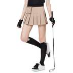 ハイウエストのワイドプリーツレディースショートスカート