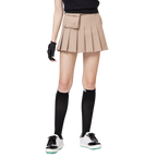 ハイウエストのワイドプリーツレディースショートスカート