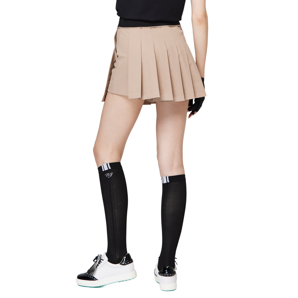 ハイウエストのワイドプリーツレディースショートスカート