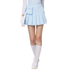 ハイウエストのワイドプリーツレディースショートスカート