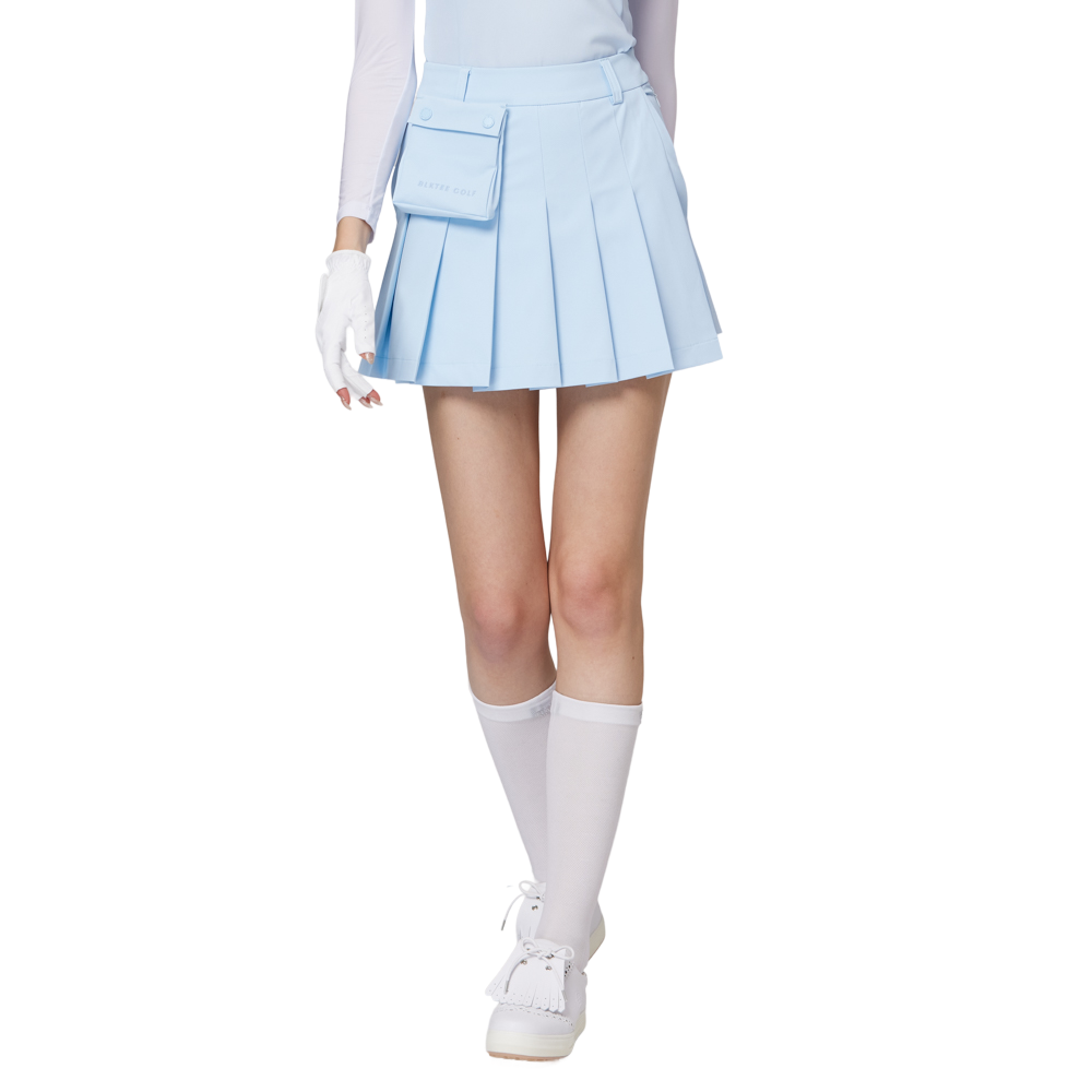 ハイウエストのワイドプリーツレディースショートスカート