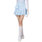 ハイウエストのワイドプリーツレディースショートスカート