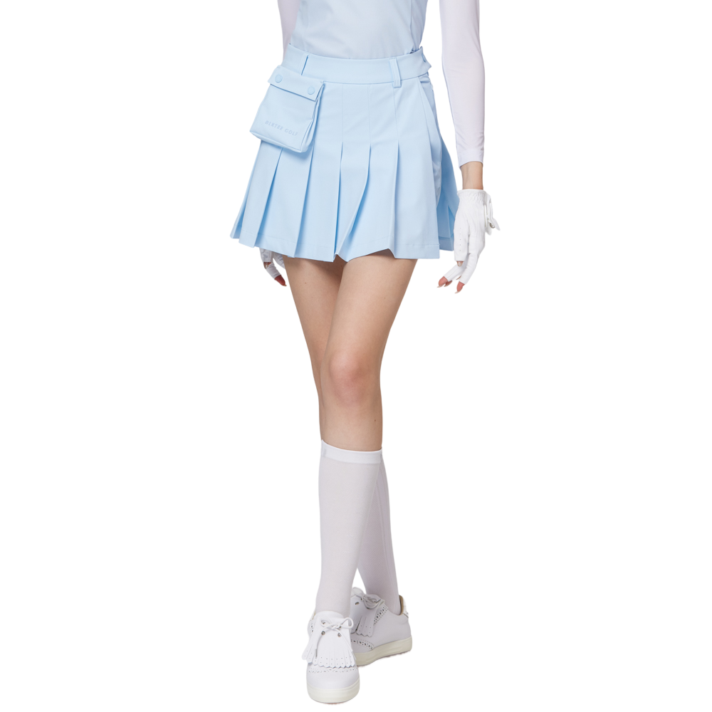 ハイウエストのワイドプリーツレディースショートスカート