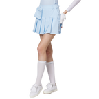 ハイウエストのワイドプリーツレディースショートスカート