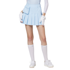 ハイウエストのワイドプリーツレディースショートスカート
