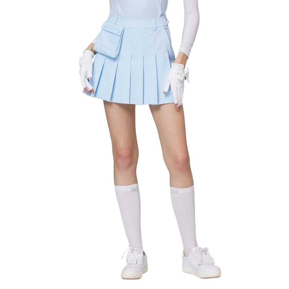 ハイウエストのワイドプリーツレディースショートスカート