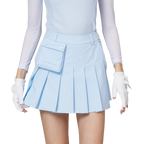 ハイウエストのワイドプリーツレディースショートスカート