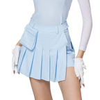 ハイウエストのワイドプリーツレディースショートスカート