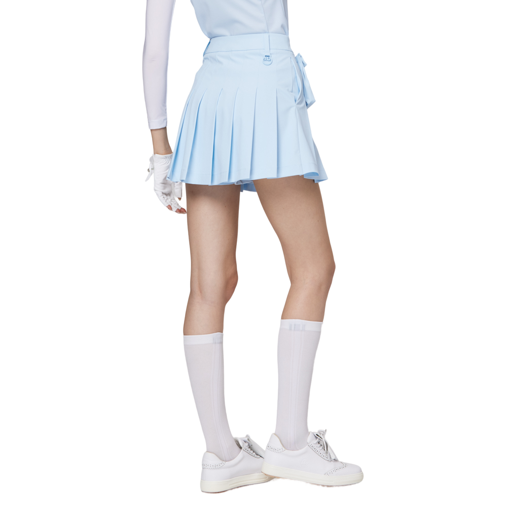 ハイウエストのワイドプリーツレディースショートスカート