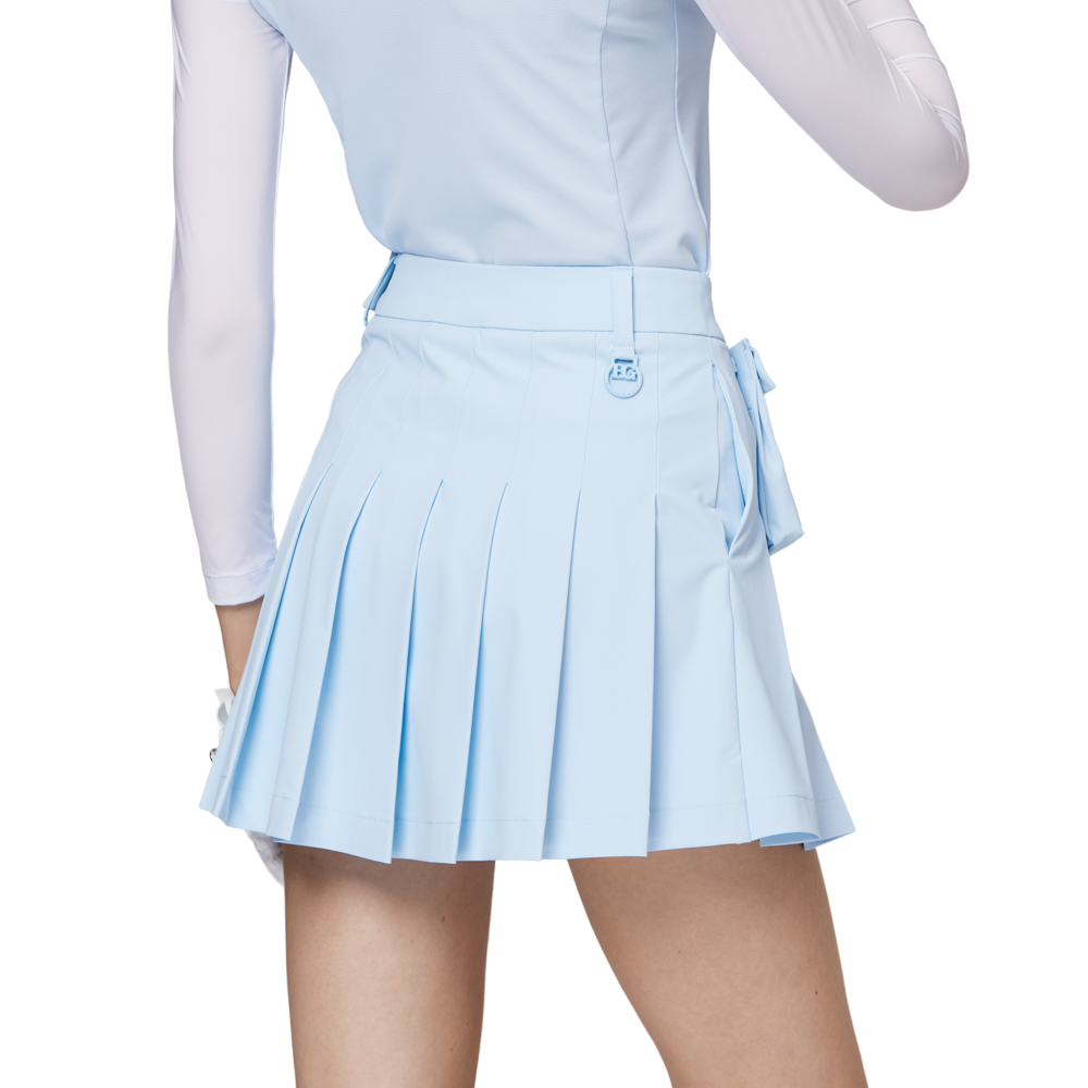 ハイウエストのワイドプリーツレディースショートスカート