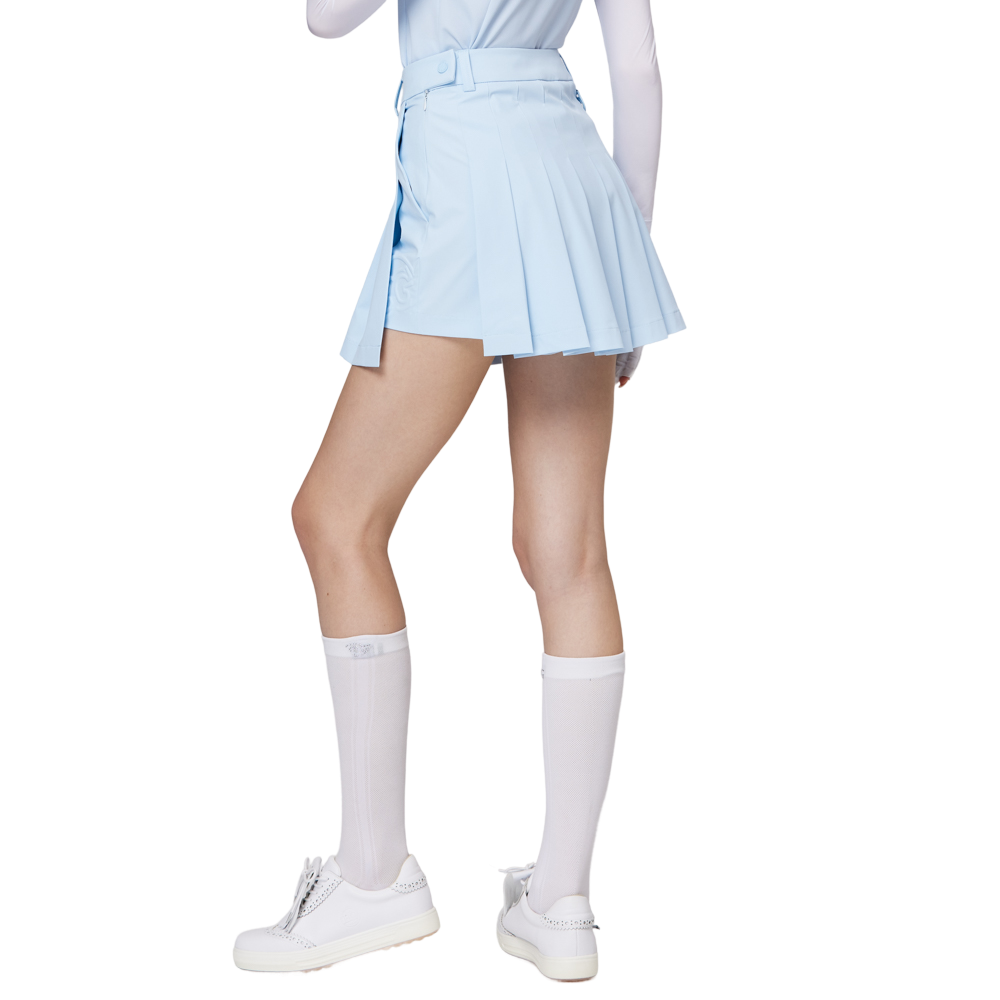 ハイウエストのワイドプリーツレディースショートスカート