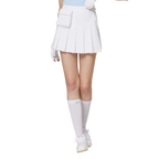 ハイウエストのワイドプリーツレディースショートスカート