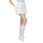 ハイウエストのワイドプリーツレディースショートスカート