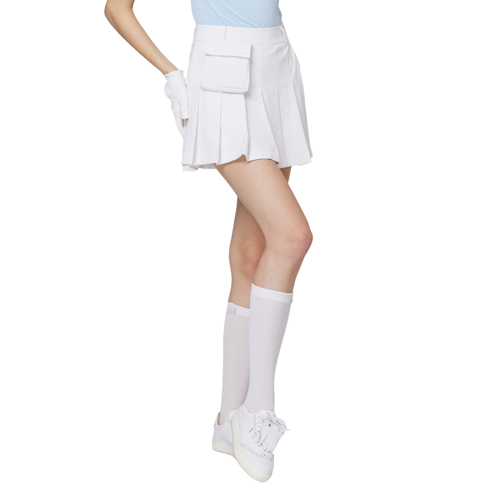 ハイウエストのワイドプリーツレディースショートスカート