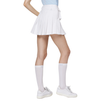 ハイウエストのワイドプリーツレディースショートスカート