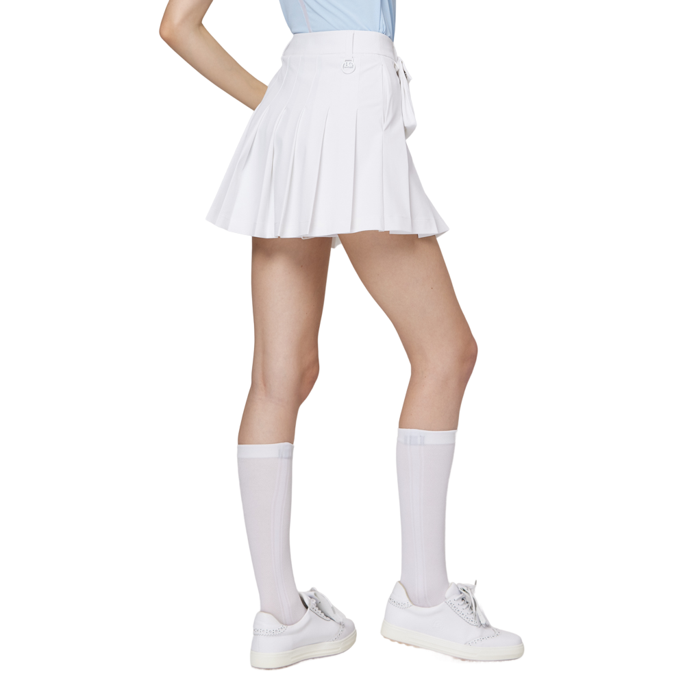 ハイウエストのワイドプリーツレディースショートスカート