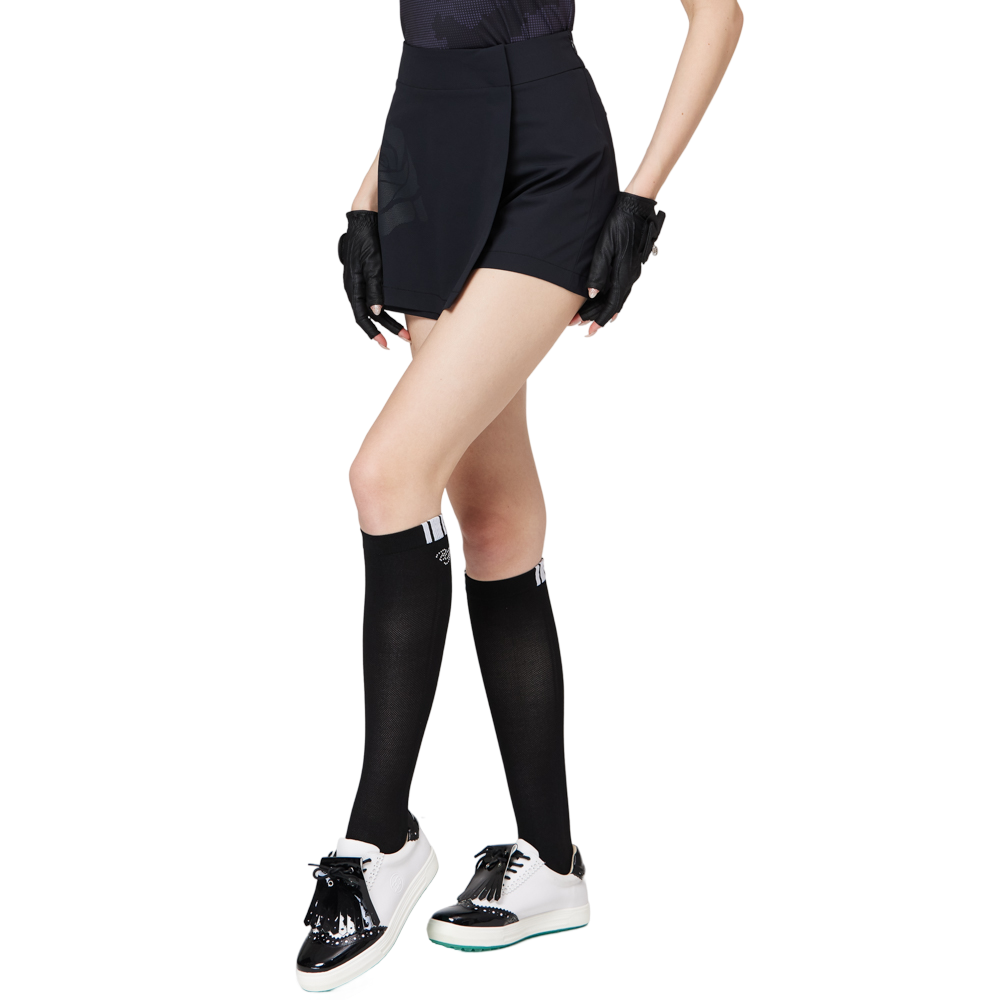 Printed high-waisted A-line women's shorts skirt