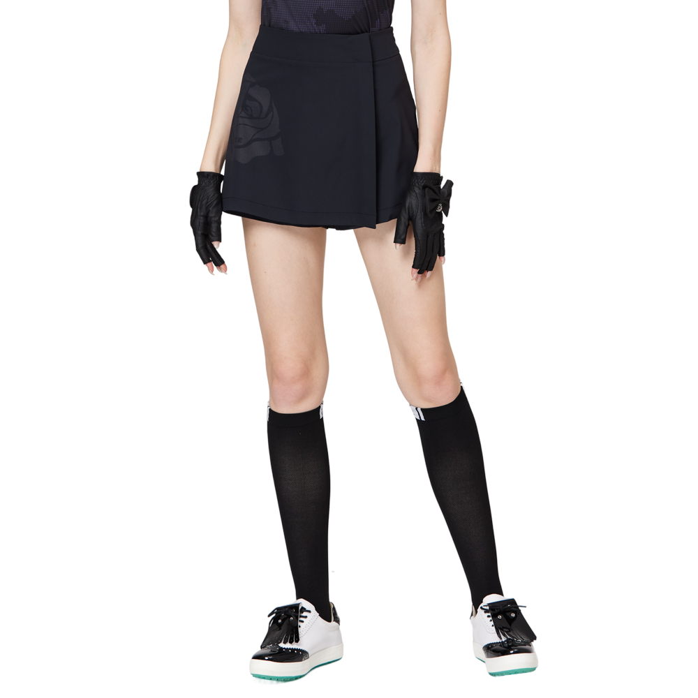 Printed high-waisted A-line women's shorts skirt