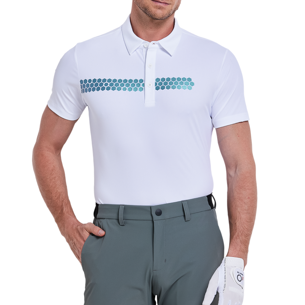 男細竪條短袖(白)