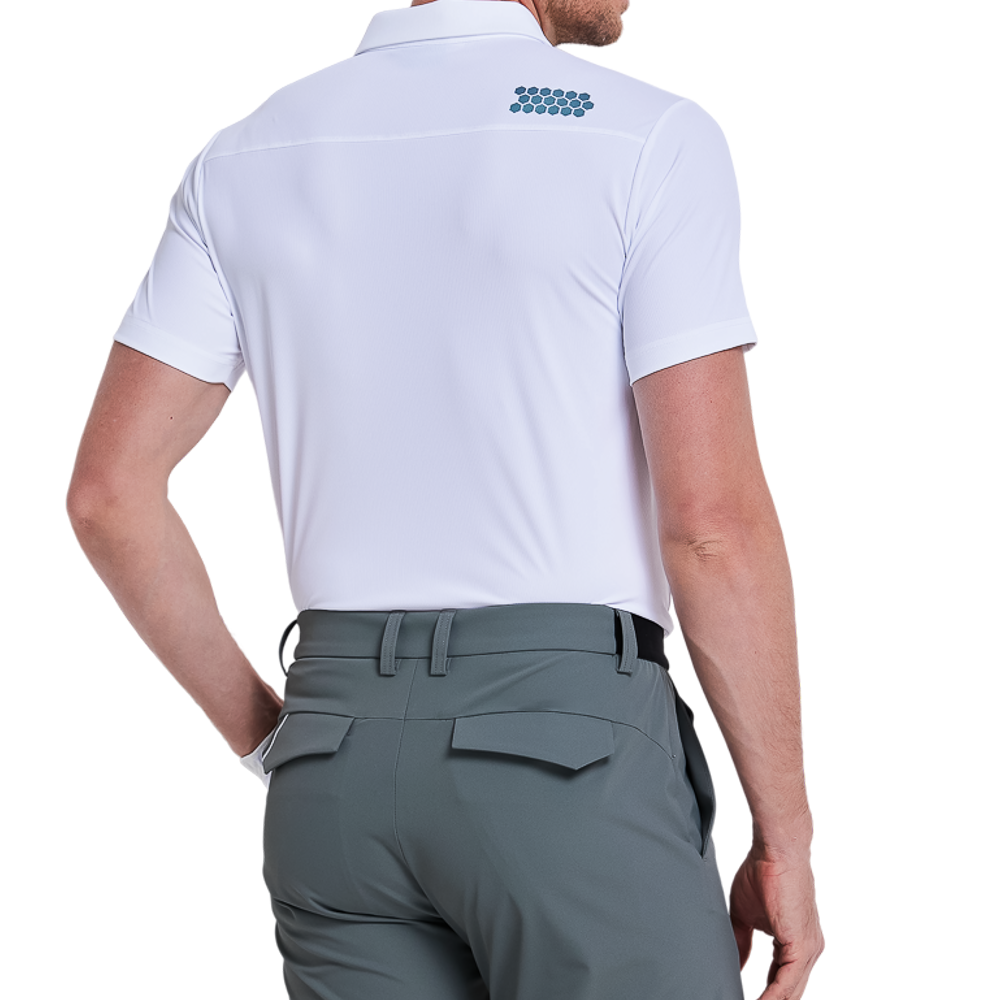 男細竪條短袖(白)