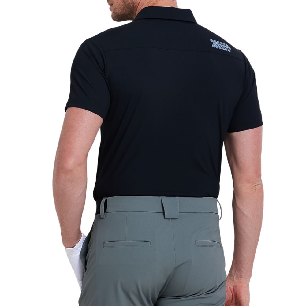 男細竪條短袖(黑)