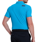 メンズ細ストライプ半袖シャツ（シアン/ブルー）