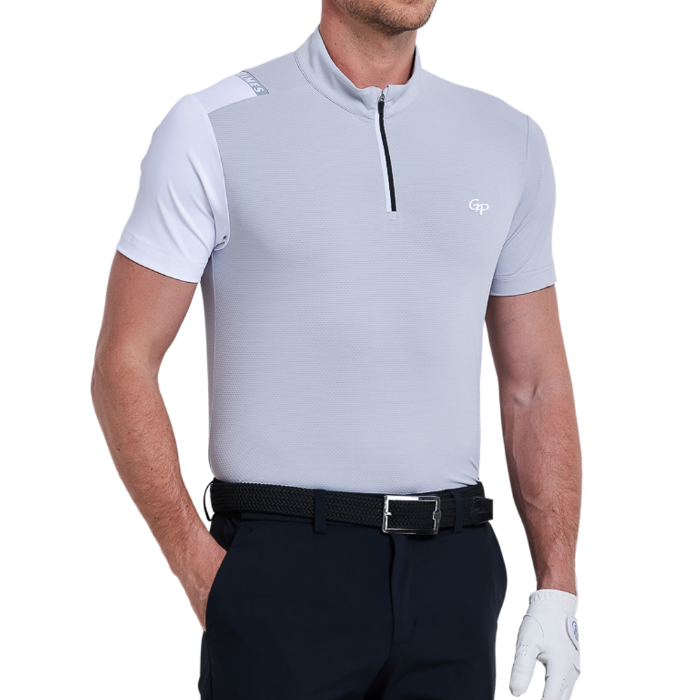 男方格透氣短袖(淺灰)