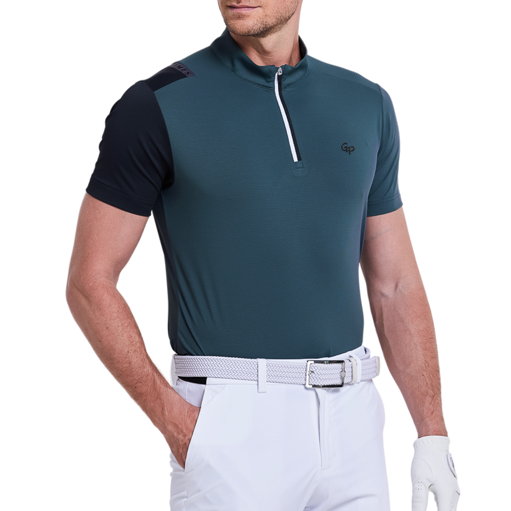 Men's checkered breathable short-sleeved shirt (dark green)